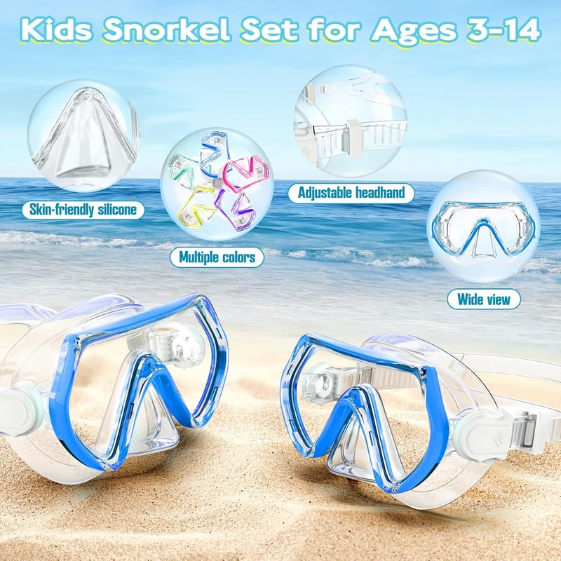 ZipAura Snorkeling Gear for Kids, Kids Snorkel Set for Ages 3-14, Anti-Fog Diving Mask and Dry Top Snorkel Combo Set, Unisex Swimming Goggles - Image 5